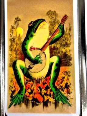 Colorful Frog Playing Banjo Business Cards, Storage Case